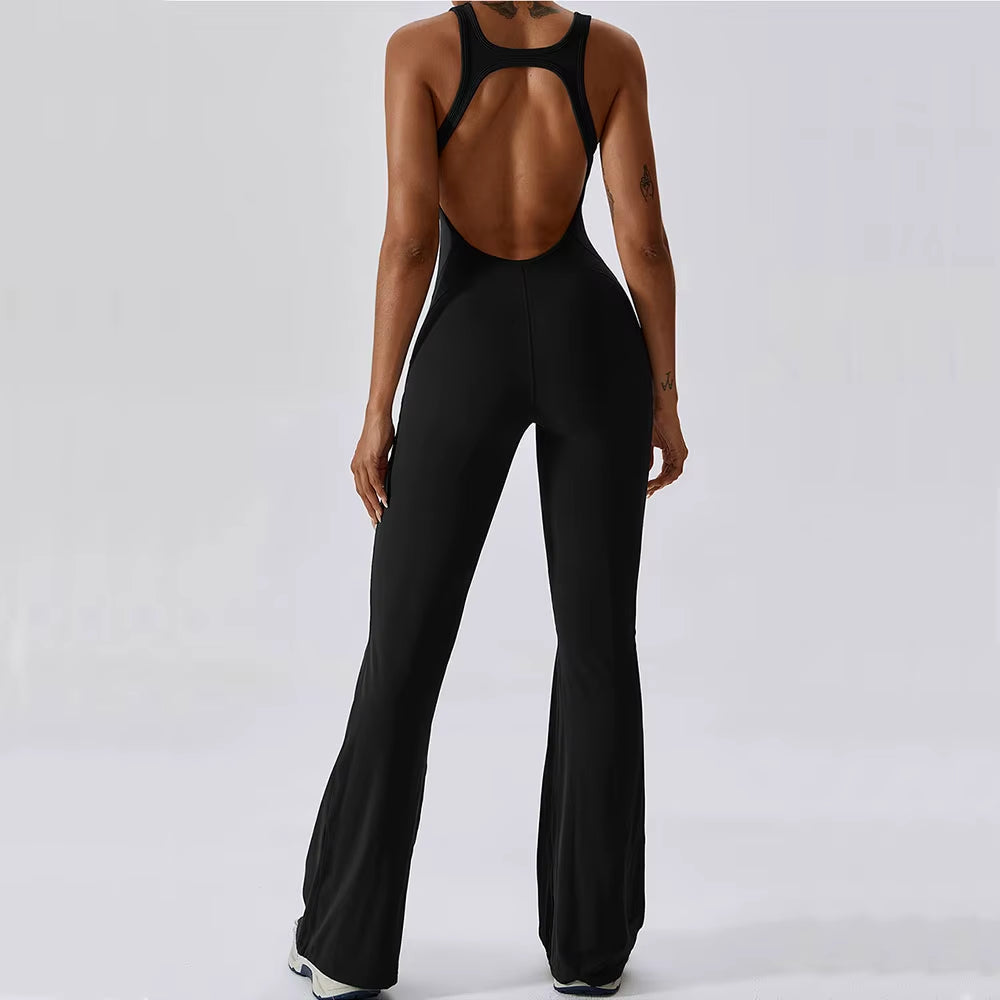 Solid Yoga Jumpsuit One Piece Outfit Fitness Bodysuit Workout Clothes for Women Sportwear Women Buttock Lifting Set Activewear