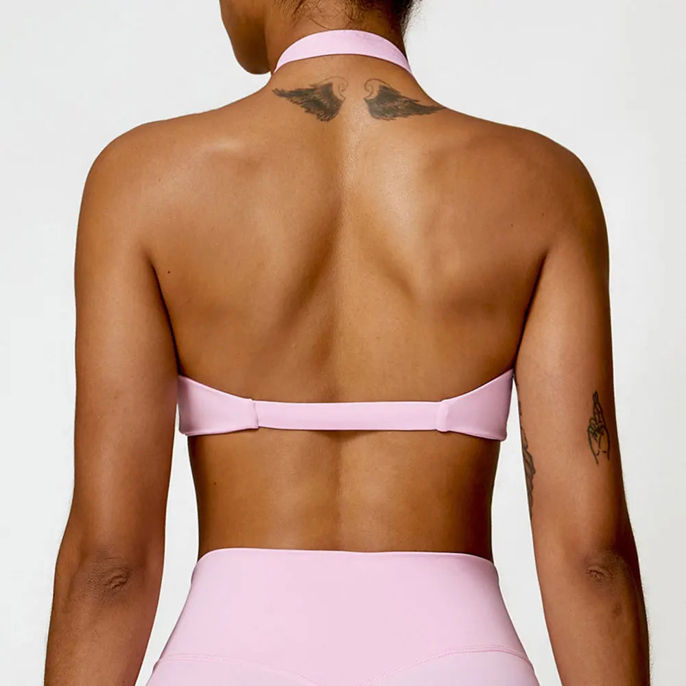 Women'S Halter Sports Bra Sexy Beautiful Back Top Push up Fitness Bra Yoga Gym Workout Bra Fitness Top Sports Breathable Bra
