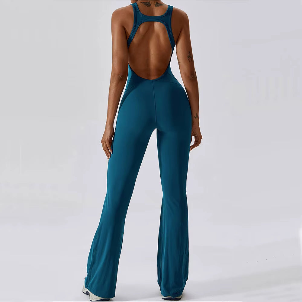 Solid Yoga Jumpsuit One Piece Outfit Fitness Bodysuit Workout Clothes for Women Sportwear Women Buttock Lifting Set Activewear