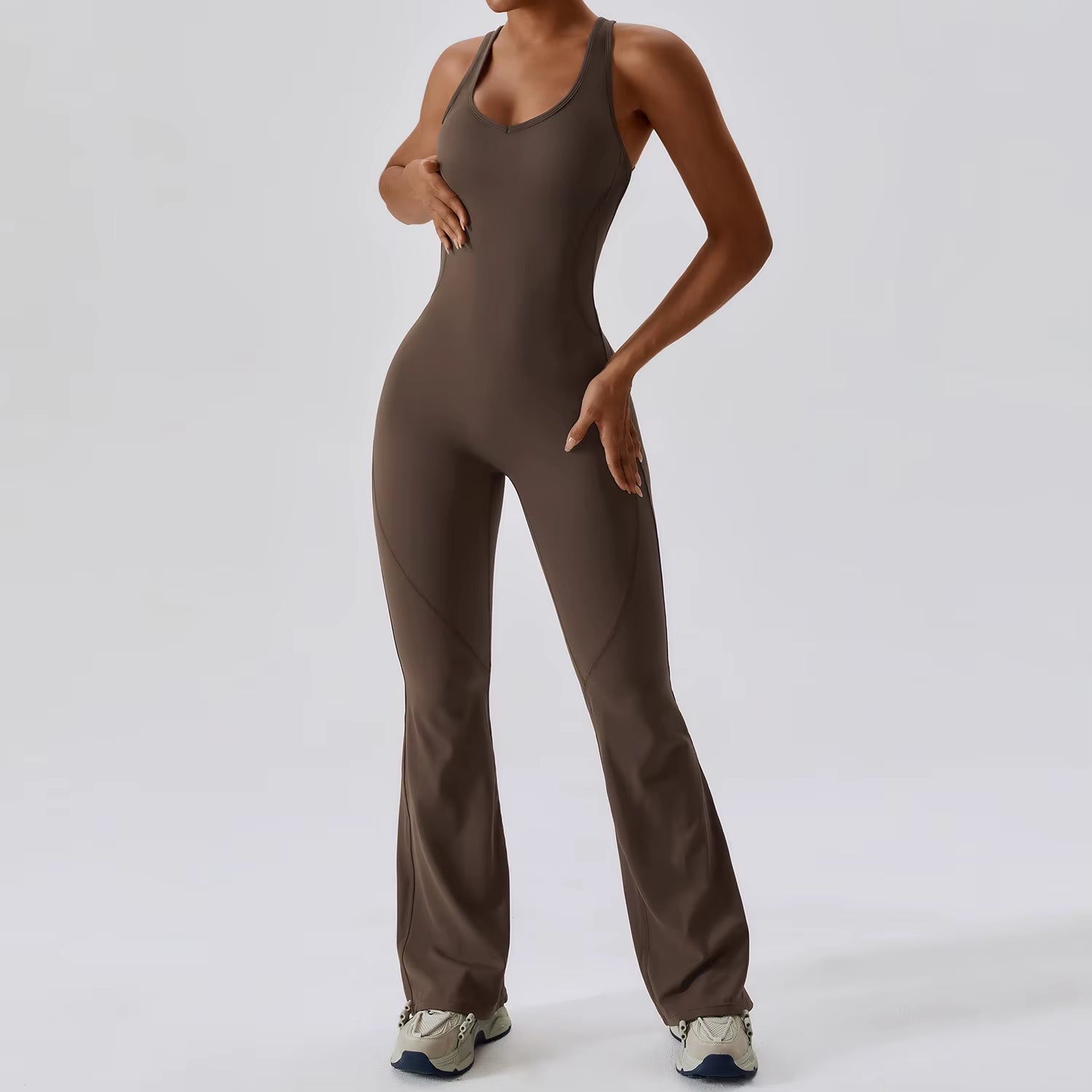 Solid Yoga Jumpsuit One Piece Outfit Fitness Bodysuit Workout Clothes for Women Sportwear Women Buttock Lifting Set Activewear