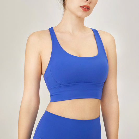 Women's Fitness Sports Bra - Breathable Cross Back Design 