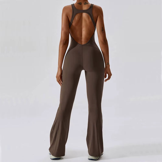 Solid Yoga Jumpsuit One Piece Outfit Fitness Bodysuit Workout Clothes for Women Sportwear Women Buttock Lifting Set Activewear