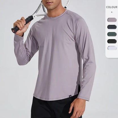 Men's Long-Sleeve Solid Color Quick Dry Shirt 