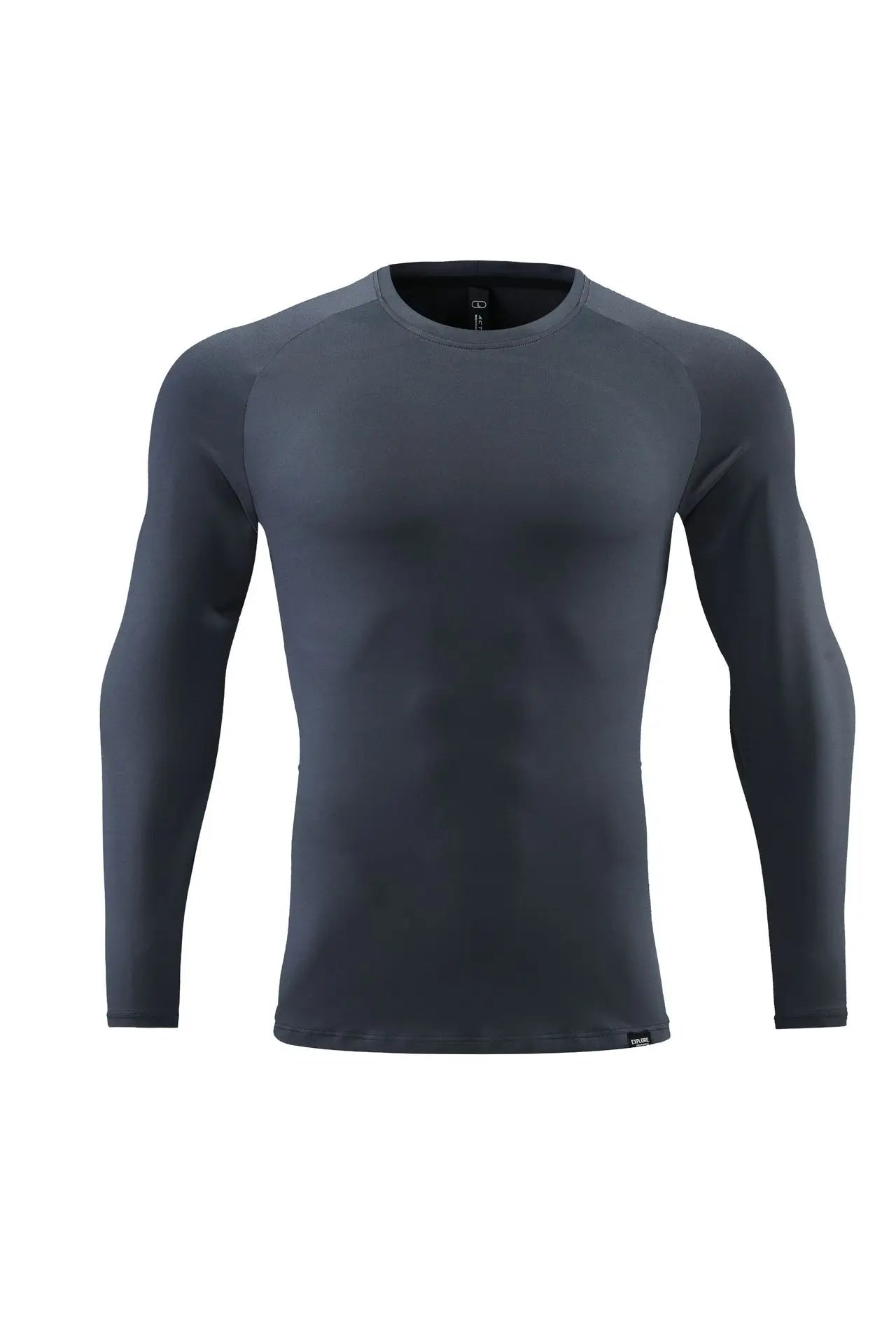 New Solid Color Sports Long-Sleeved T-Shirt Men'S Thin Moisture Wicking Stretch round Neck Outdoor Fitness Running Quick Dry