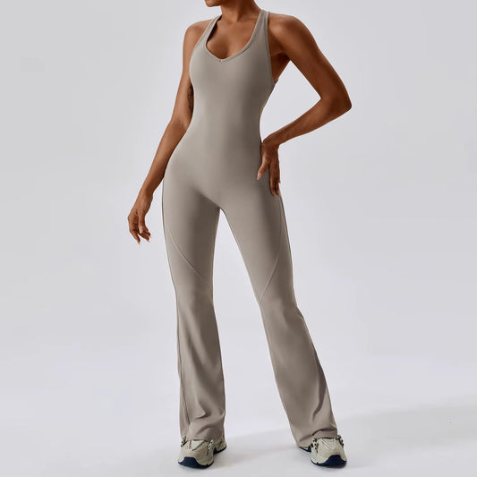 Solid Yoga Jumpsuit One Piece Outfit Fitness Bodysuit Workout Clothes for Women Sportwear Women Buttock Lifting Set Activewear