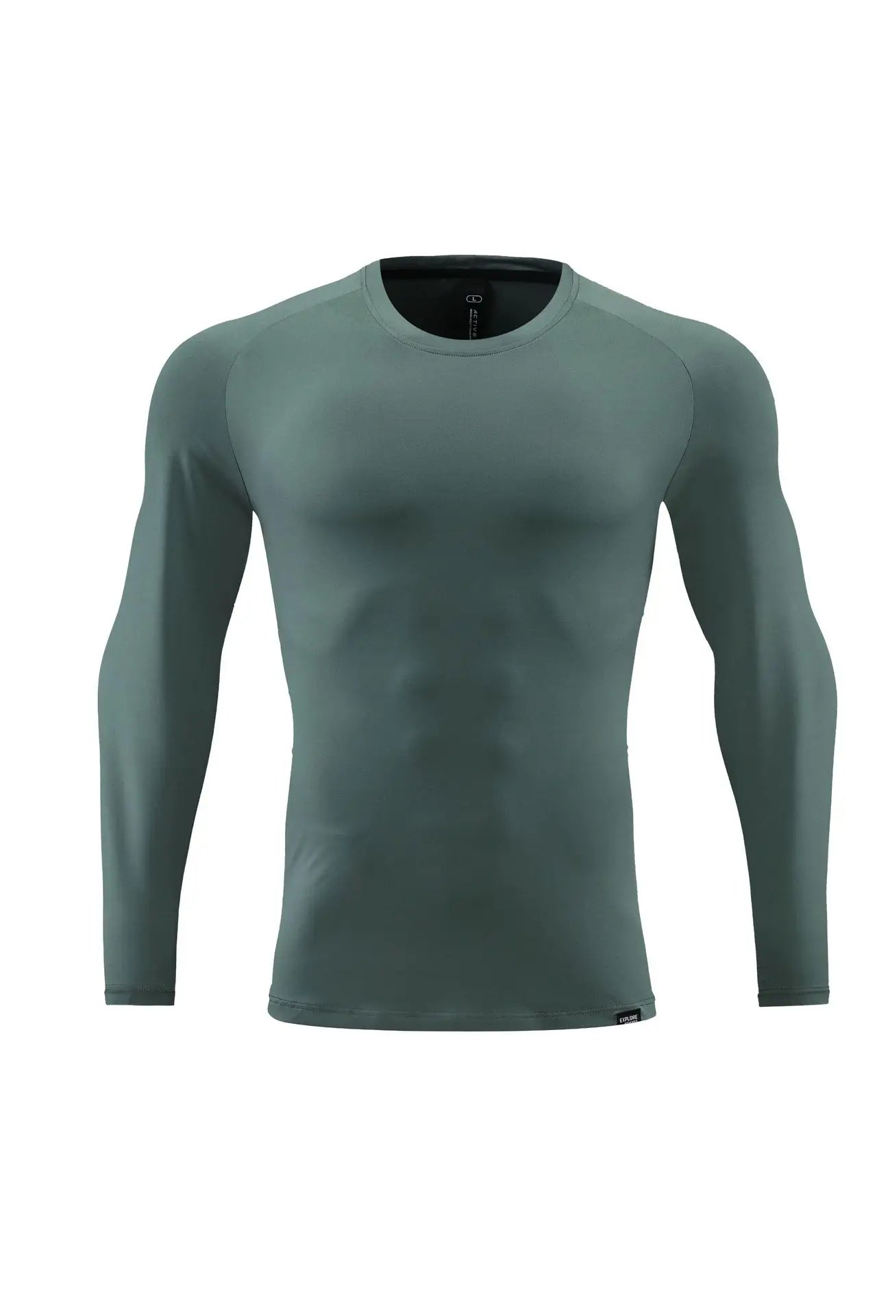 New Solid Color Sports Long-Sleeved T-Shirt Men'S Thin Moisture Wicking Stretch round Neck Outdoor Fitness Running Quick Dry