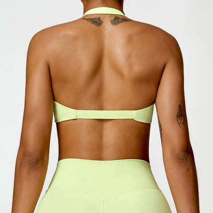 Women'S Halter Sports Bra Sexy Beautiful Back Top Push up Fitness Bra Yoga Gym Workout Bra Fitness Top Sports Breathable Bra