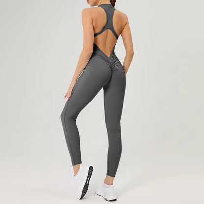 Scrunch Gym Jumpsuit Women'S Fitness Suit Short Sets Sports Overalls for Woman Tracksuit Yoga Clothing Zipper Workout Sportswear