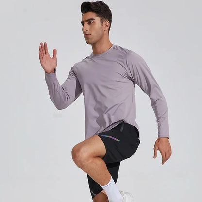 Men's Long-Sleeve Solid Color Quick Dry Shirt 