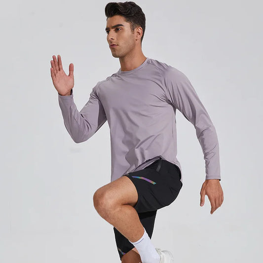 Men's Long-Sleeve Solid Color Quick Dry Shirt 